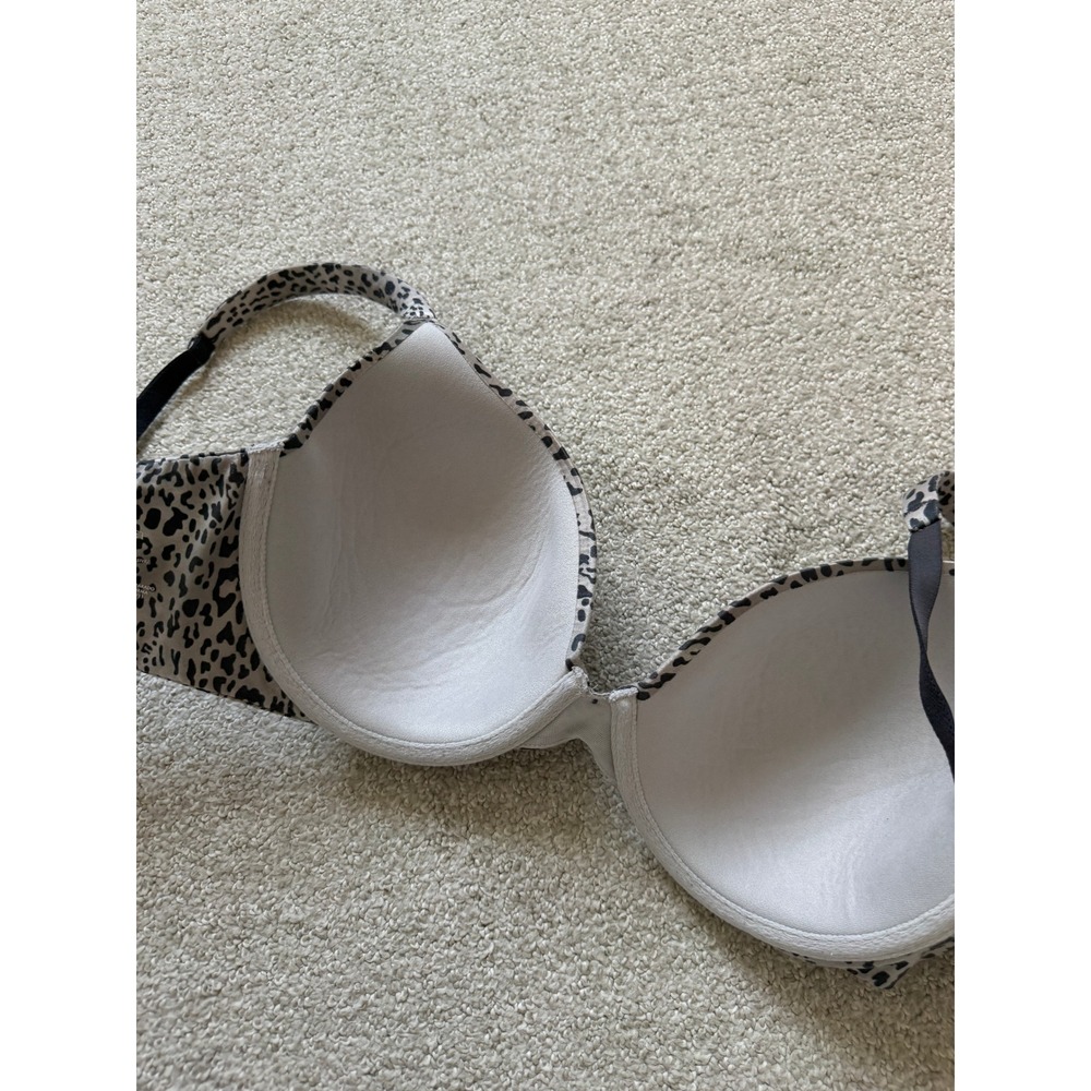 Victoria's Secret Animal Print Bra Size 34D Tan Leopard Lined Perfect Coverage - Picture 2 of 5